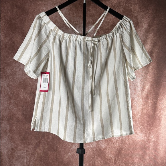 Vince Camuto Off Shoulder Linen Blend Blouse NWT Size S - Picture 4 of 8